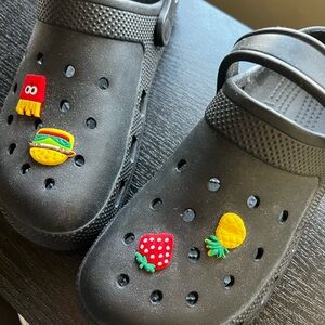 Kids Black Clogs with Fun Charms